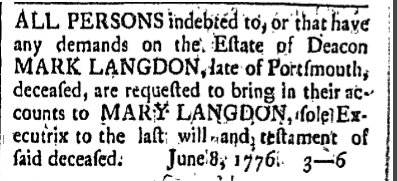 Saturday June 22 1776 Freemans Journal Portsmouth New Hampshire Volume I Issue 5 Page 4