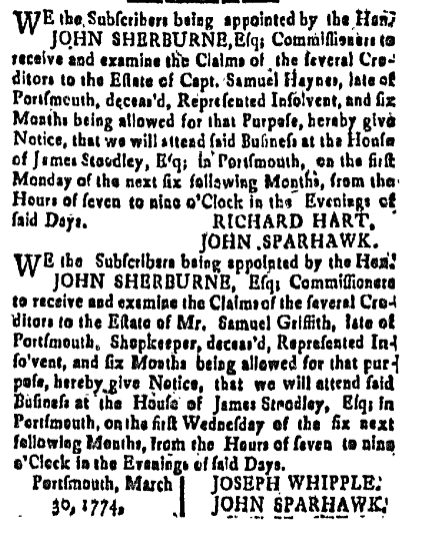 sg Friday April 1 1774 New-Hampshire Gazette Portsmouth New Hampshire Volume XVIII Issue 910 Page 3